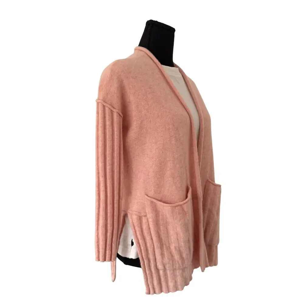 Anthropologie Pilcro Mafalda Cashmere Cardigan Pink XS Open Front Pocket Sweater